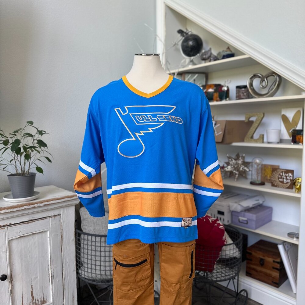 NWT Full Send St. Louis Blues Home Hockey Jersey Nelk NEW! Fullsend
